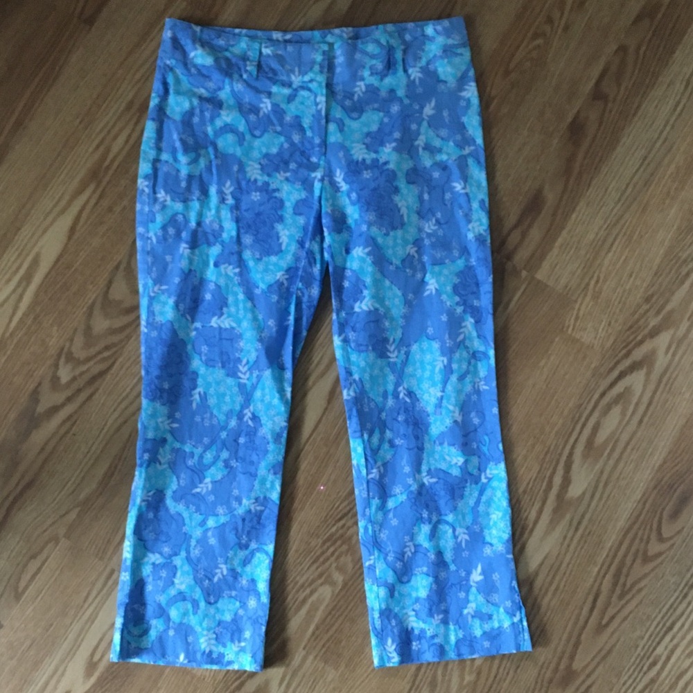 Vintage Lilly Pulitzer Derby‎ Print Chow Wagon animal print cropped pants Sz 4